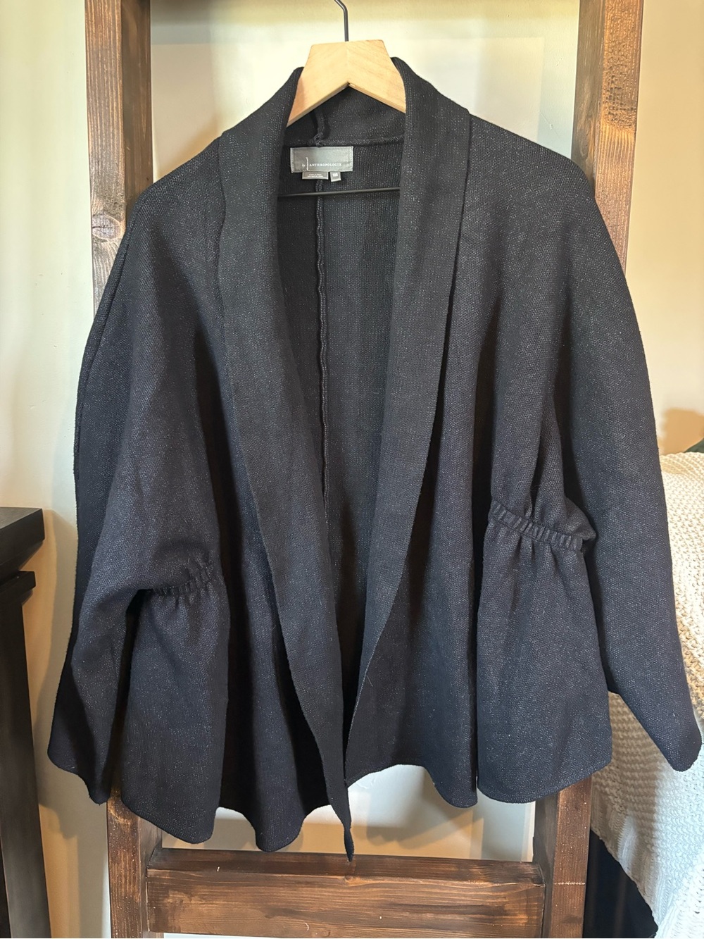 Anthropologie Black Open-Front Dolman Cardigan Jacket - OS